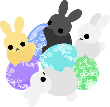 Rabbits and Easter eggs