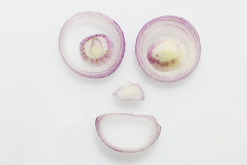 shallots slide on white background