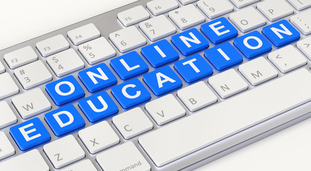 Online education concept with computer keyboard