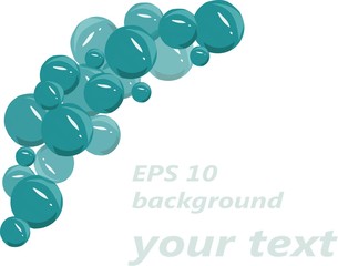 Blue shiny balls on white background, hand draw, design element, place for text, vector