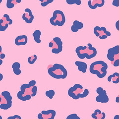 Leopard / cheetah seamless pattern. Texture of pink and purple leopard skin. Abstract animal background, vector illustration