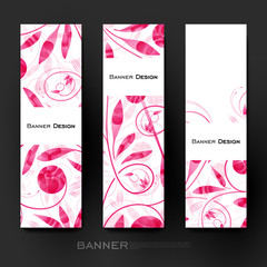 Beautiful banner vector template with floral ornament background
