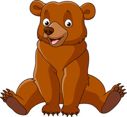 Cartoon happy bear sitting 