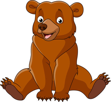 Cartoon happy bear sitting 