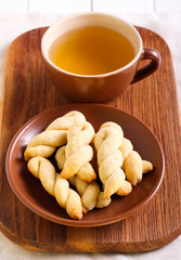 Butter twists cookies on plate