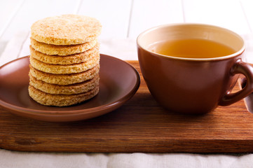 Coconut biscuits and cup of tea