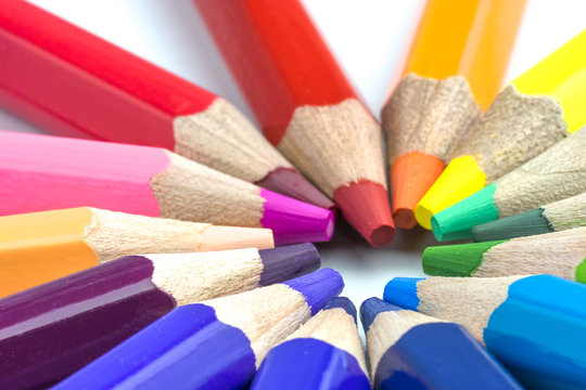 Colourful pencil colour  with white background