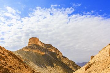 Cliffs of lit by the sun in the canyon of the Judean Desert