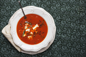 Tasty Tomato soup with pita 