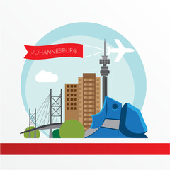 Obraz premium Johannesburg skyline, detailed silhouette. Trendy vector illustration, flat style.