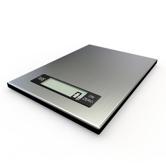 Electronic kitchen scales show zero grams