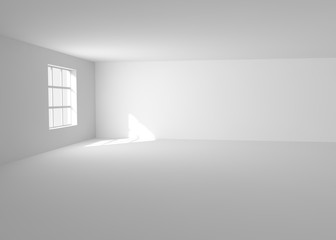Empty white room with window