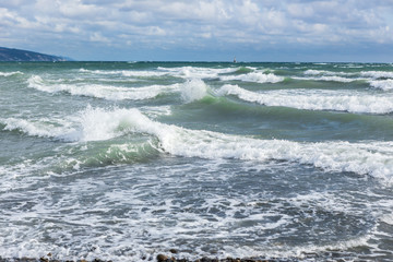 Storm in the Bay of climate change. Increased hurricane. 