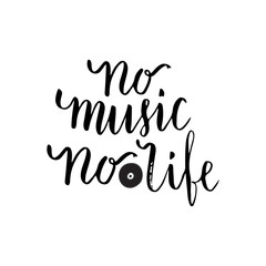 No music no life Inspirational quote about music. Lettering poster for music school or greeting card. Vector phrase