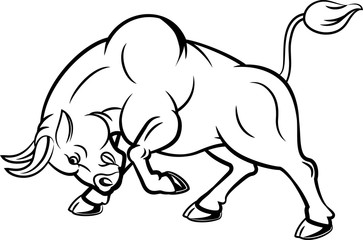 Illustration of angry bull with attacking pose
