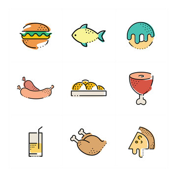 Foods flat icon set