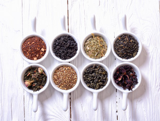 assortment of dry tea