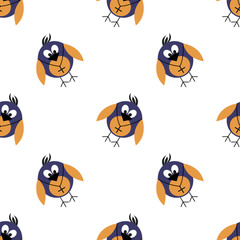 Seamless vector pattern with animals, cute background with birds. Series of Animals and Insects Seamless Patterns.