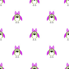 Seamless vector pattern with animals, cute symmetrical  background with birds. Series of Animals and Insects Seamless Patterns.