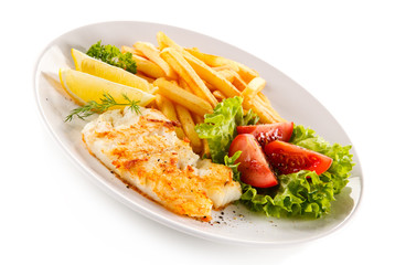 Fish dish - fried fish fillet and vegetables 