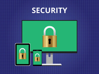 security attack concept cross platform device padlock vector