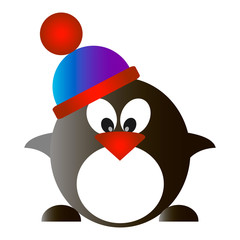 Vector illustration of cute comic penguin, isolated on the white background. Series of Animals and Insects Illustrations. EPS 10.