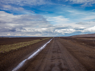 Typical Icelandic F-road in the central frozen desert of Iceland