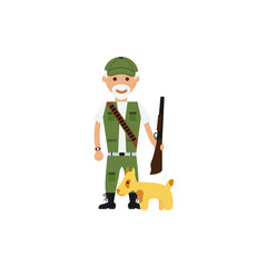 Color illustration of grandpa hunting