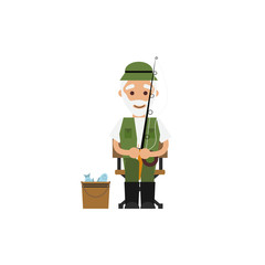Color illustration of grandpa fishing