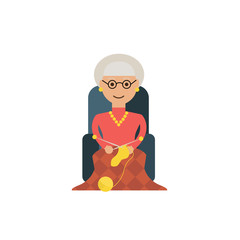 Illustration grandmother knitting socks