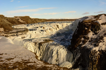 Gullfoss  waterfall in winter