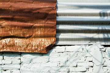 Old Texture and rusty zinc fence background