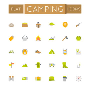 Vector Flat Camping Icons