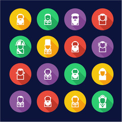 Avatar Icons Historical Figures Flat Design Circle