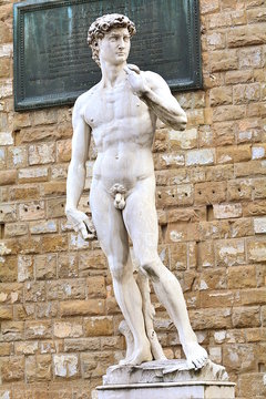 The most famous statue of Florence, David of Michelangelo, Italy.