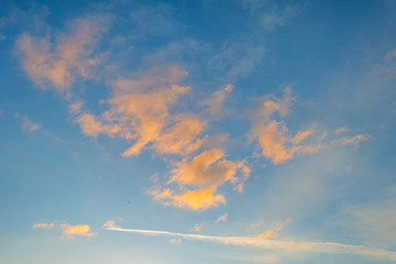 Clouds in a blue sky in winter