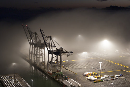 Cargo cranes in Auckland Sea Port