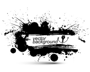 Black and white vector ink splash seamless pattern, monochrome 