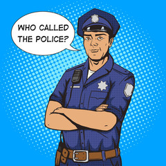 Policeman pop art style vector illustration