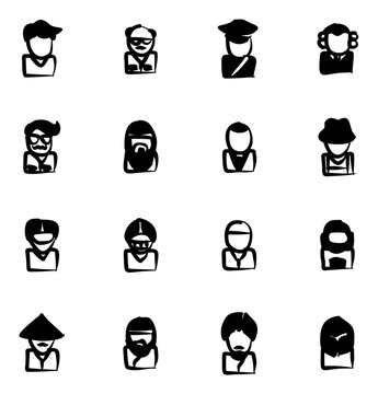 Avatar Icons Set 3 Freehand Fill