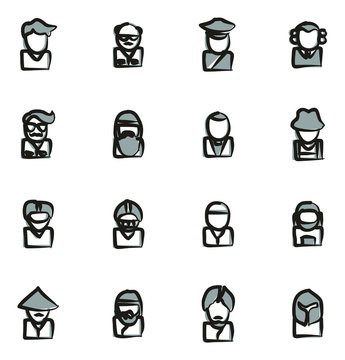 Avatar Icons Set 3 Freehand 2 Color