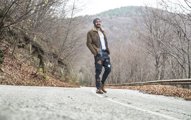 Men walking on the road