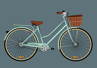 Vintage city bicycle with a basket