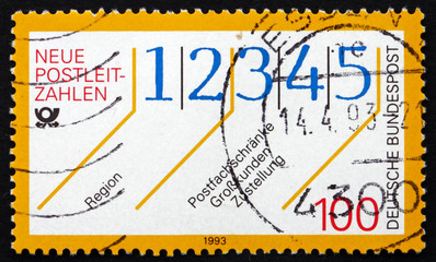 Postage stamp Germany 1993 New Postal Codes