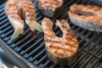 Salmon steak BBQ