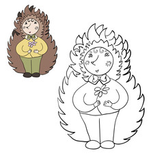 hedgehog color and contour vector illustration