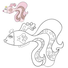 gold fish color and contour vector illustration