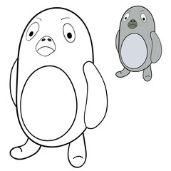 penguin color and contour vector illustration