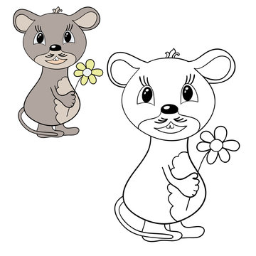 mouse color and contour vector illustration