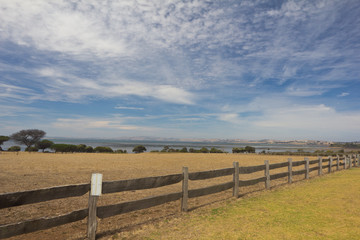 Wooden fence in farm on Philip Island